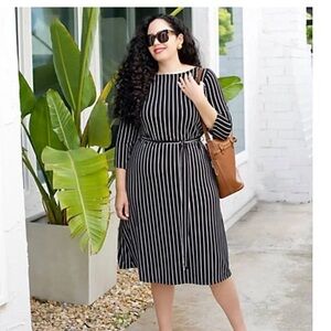 GIRL WITH CURVES Striped Knit Jersey Dress A593001